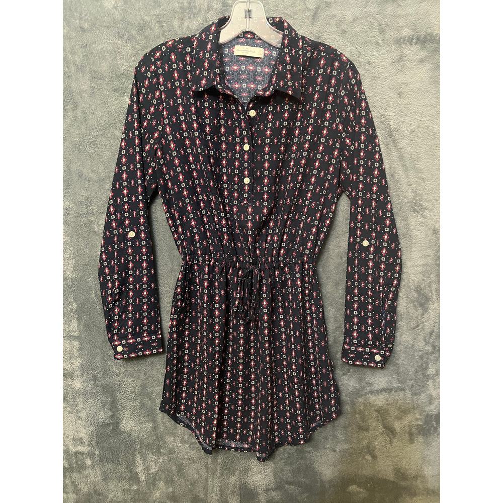 Abercrombie & Fitch blue pattern button down tie waist shirt dress women’s sz‎ S